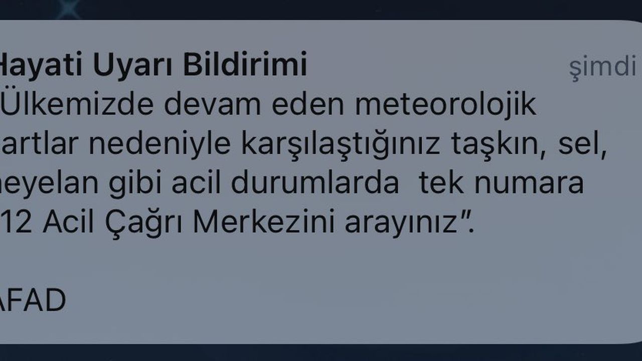 12 Haziran Pazar günü herkese gelen 112 acil durum uyarısı